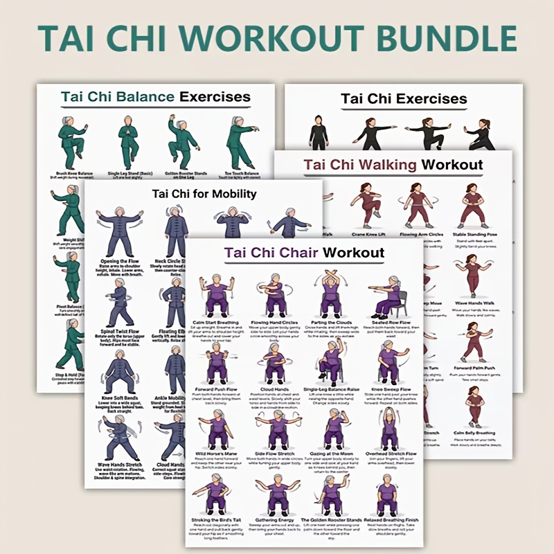A4 Size 5pcs Tai Chi Workout S - Home Gym Routine 评论和价格